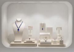 FADELI White Pu Leather Jewellery Store Counter Display Props Necklace Earring Ring Jewelry Display Stand Wholesale Jewelry Tray