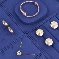 FADELI Jewelry Counter Display Tray Blue Jewelry Ring Earring Trays Necklace Bracelet Display Free Combination