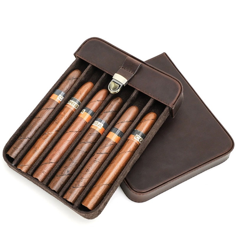 FADELI Cigar Case Pu Leather Travel Cigar Humidor Boxes Empty Leather Cigar Bag Wholesale Custom Logo