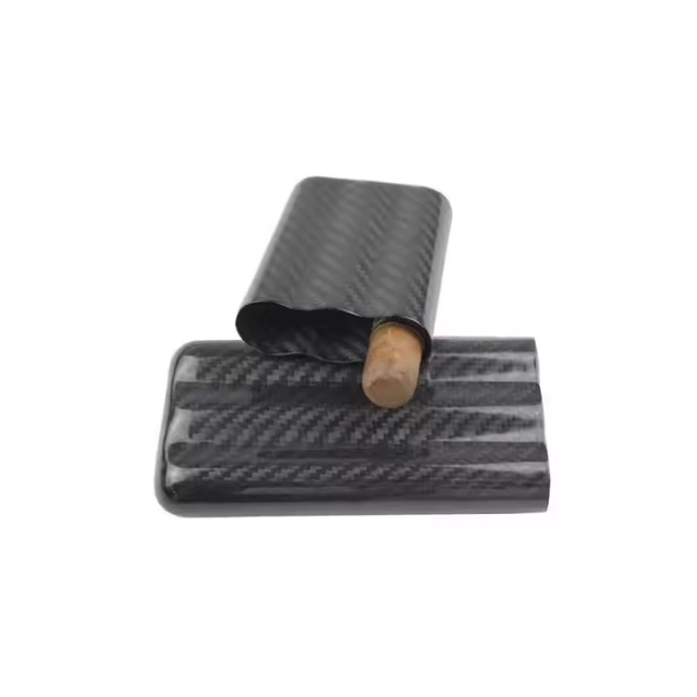 FADELI Cigar Case 3 Fingers Luxury Cigar Box Waterproof Travel Cigar Holder Humidor Hard Carbon Fiber Cigarette Bag