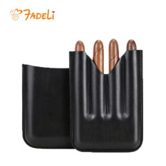 FADELI Luxury Cigar Case Humidor Display Box 4-Cigar Portable Tube with Genuine Leather Travel Cigar Bag Wholesale