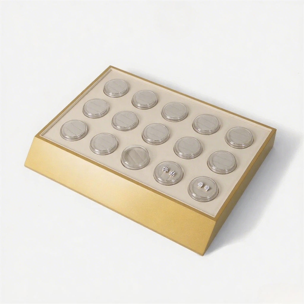 FADELI New Wooden Jewelry Display Tray Low MOQ Custom Logo Piercing Earring Display Trays for Jewelry Shop