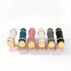 FADELI Retail Hot Sale T- Bar Solid Wooden Velvet Bracelet Bangle Jewelry Organizer Stand Jewelry Display