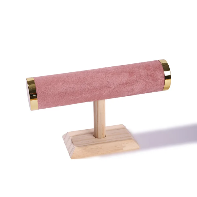 FADELI Retail Hot Sale T- Bar Solid Wooden Velvet Bracelet Bangle Jewelry Organizer Stand Jewelry Display
