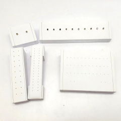 FADELI Factory Custom Piercing Jewelry Display White Pu Leather Stud Earring Display Stand with Silkscreen Gold logo Ring Display