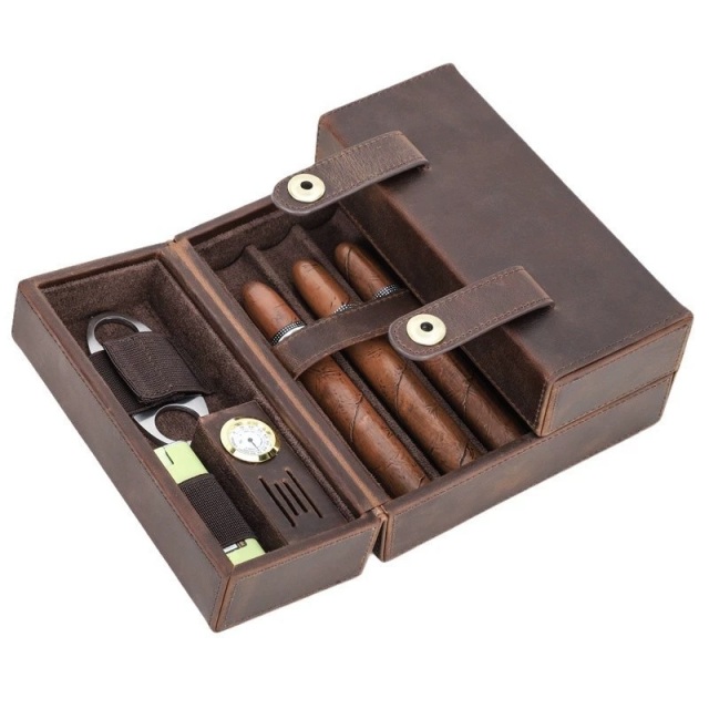 FADELI Custom Leather Cigar Box Portable Cigar Case Humidor Travel Cigar Bag Leather Case Gift Box for Commercial Personal Use