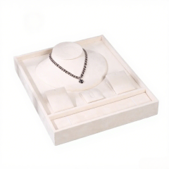 FADELI Luxury Unique Cream Gray Velvet Jewelry Presentation Tray Stackable Necklace Bracelet Jewelry Storage Display Tray
