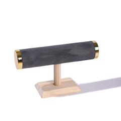 FADELI Retail Hot Sale T- Bar Solid Wooden Velvet Bracelet Bangle Jewelry Organizer Stand Jewelry Display