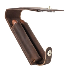 FADELI Cigar Case Portable Genuine Leather Cigar Tube Pouch 2 Slot Travel Cigarette Holder Bag