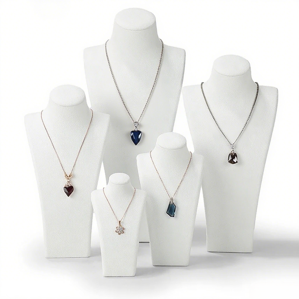 FADELI Custom Necks Bust Jewelry Mannequin Necklace Display Stands Set for Luxury Jewellery Store Showcase Cabinet