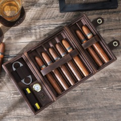 FADELI Custom Leather Cigar Box Portable Cigar Case Humidor Travel Cigar Bag Leather Case Gift Box for Commercial Personal Use