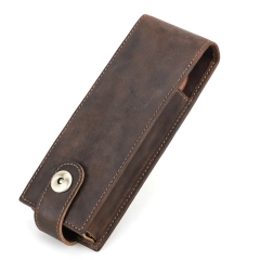 FADELI Cigar Case Portable Genuine Leather Cigar Tube Pouch 2 Slot Travel Cigarette Holder Bag