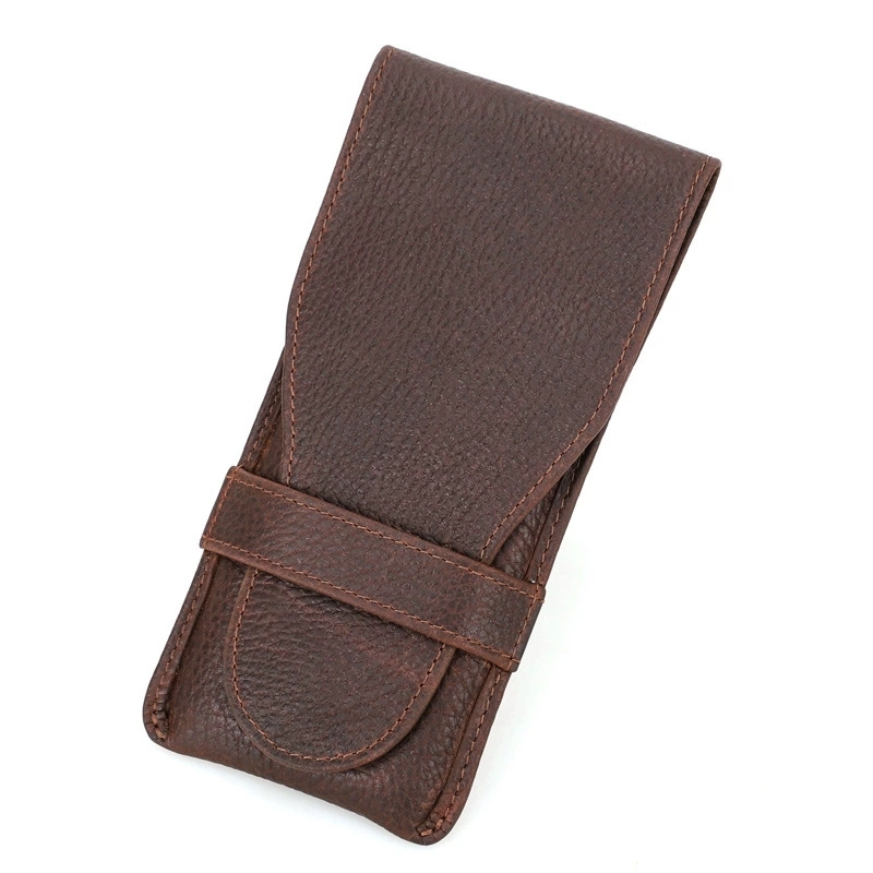 FADELI Cigar Bag Pouch Leather Tube Portable Leather Cigar Case 3 Slots Humidor Travel Case Carrying Box