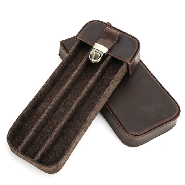 FADELI Cigar Case Portable Genuine Leather Cigar Box Humidor Detachable Tray Embossed Logo Travel Cigar Organizer Case Holder