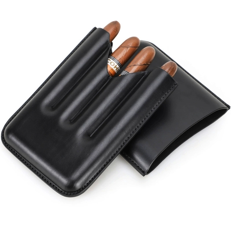 FADELI Luxury Cigar Case Humidor Display Box 4-Cigar Portable Tube with Genuine Leather Travel Cigar Bag Wholesale