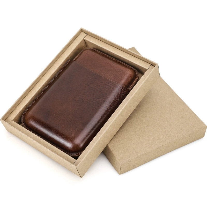 FADELI Luxury Cigar Case Humidor Display Box 4-Cigar Portable Tube with Genuine Leather Travel Cigar Bag Wholesale
