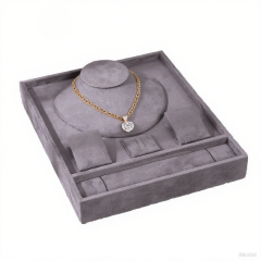 FADELI Luxury Unique Cream Gray Velvet Jewelry Presentation Tray Stackable Necklace Bracelet Jewelry Storage Display Tray