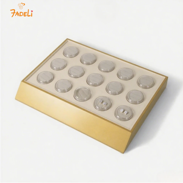 FADELI New Wooden Jewelry Display Tray Low MOQ Custom Logo Piercing Earring Display Trays for Jewelry Shop