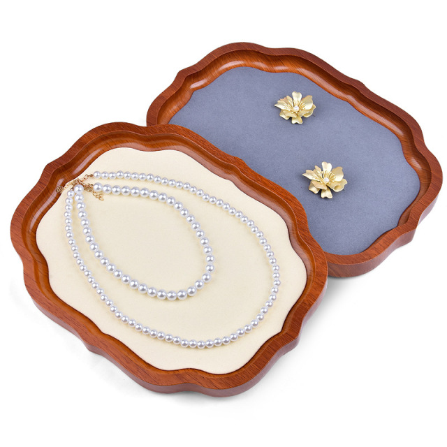 FADELI Wholesale Custom Luxury Wooden Jewelry Tray for Necklaces Earrings Pendants Rings Display with Logo Counters Prop