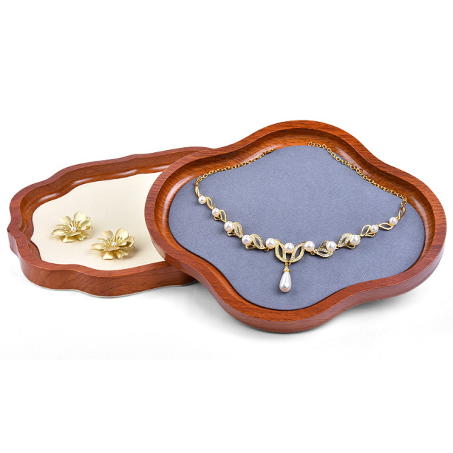 FADELI Wholesale Custom Luxury Wooden Jewelry Tray for Necklaces Earrings Pendants Rings Display with Logo Counters Prop