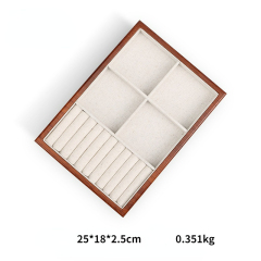 FADELI Factory Custom Wood Ring Earring Bracelet Handmade Wooden Jewelry Display Tray Linen Jewelry Display Trays