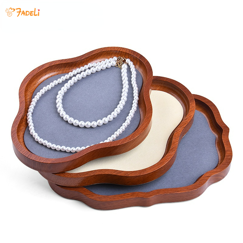 FADELI Wholesale Custom Luxury Wooden Jewelry Tray for Necklaces Earrings Pendants Rings Display with Logo Counters Prop