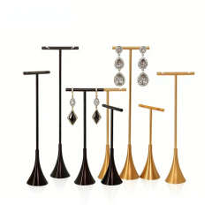 Top Quality Gold T bar Shape Metal Jewelry Displays Stands Earrings Holders Display Racks