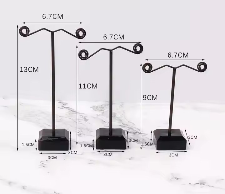 Mini Metal Earring Stand Acrylic Three-piece Earring Set Display Jewelry Stand Necklace Stand