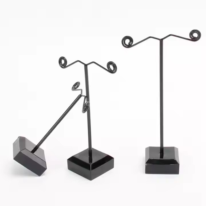 Mini Metal Earring Stand Acrylic Three-piece Earring Set Display Jewelry Stand Necklace Stand
