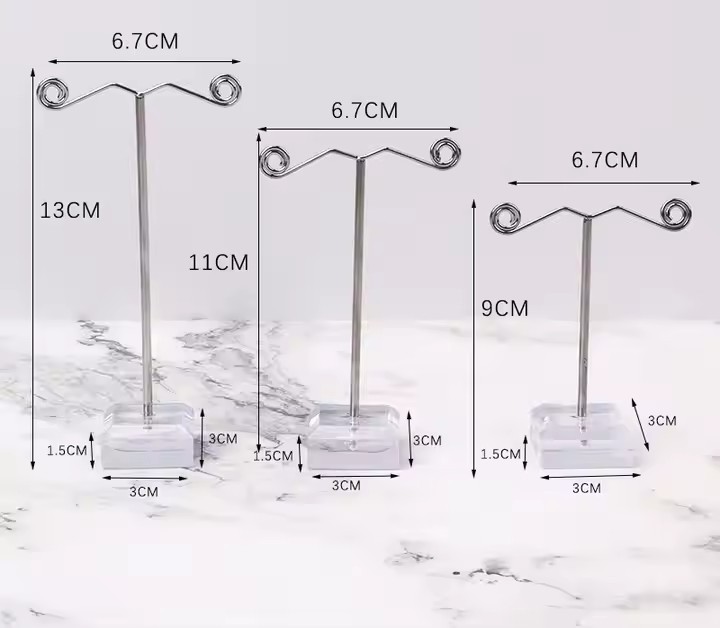 Mini Metal Earring Stand Acrylic Three-piece Earring Set Display Jewelry Stand Necklace Stand