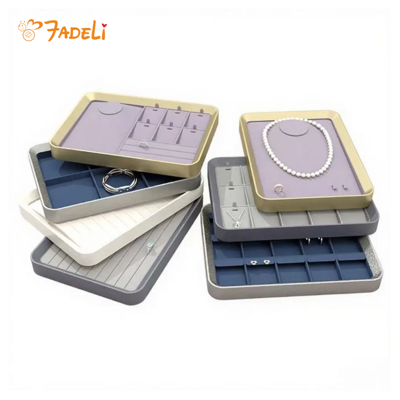 FADELI Removable Suede Jewellery Display Trays With Pads for Ring Necklace Earring Holder Organizer Custom Stackable Jewelry Tray