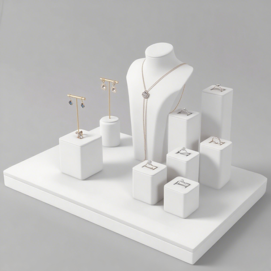FADELI Newest Luxury Microfiber Display Props Metal Display Stand Jewelry Rack Pendant Bracelet Earring Holder