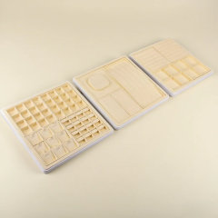 FADELI Beige Microfiber Jewelry Earring Display Tray Jewellery Display Stands Sets Exhibition Display Stand for Jewellery