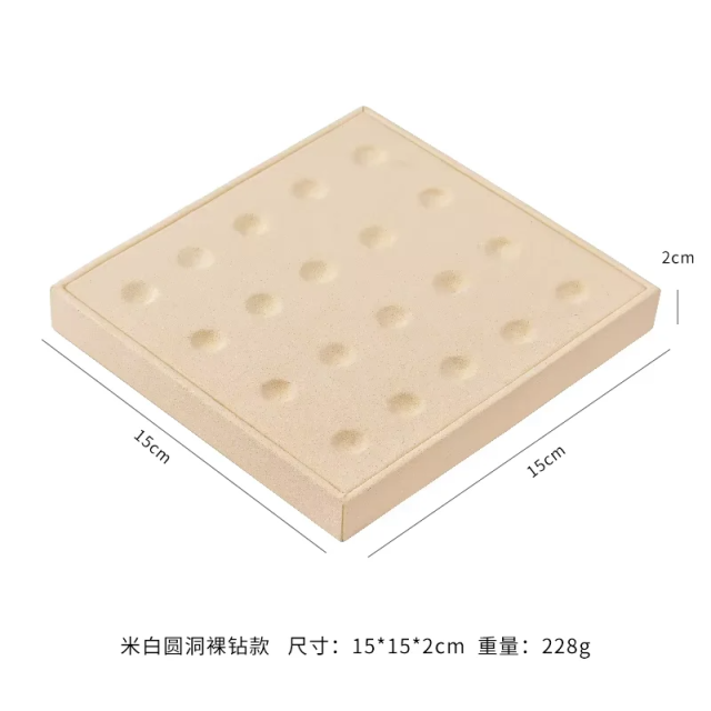 FADELI Beige Microfiber Jewelry Earring Display Tray Jewellery Display Stands Sets Exhibition Display Stand for Jewellery