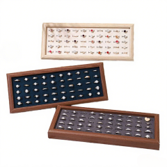 FADELI Wholesale Cheap Price Wood Pattern Soft Green Blue White Pink Gray Velvet Material MDF Frame Jewelry Ring Display Tray