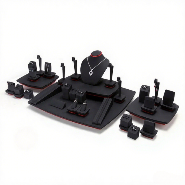 FADELI Wholesale Luxury Fashion Jewelry showcase Display for Necklace Ring Bangle Jewelry Packing&display Microfiber Jewelry Display