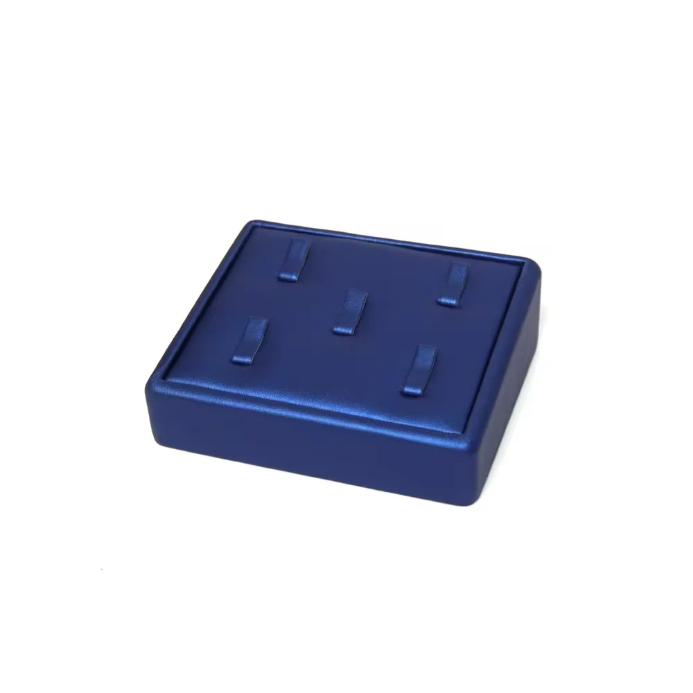 FADELI Custom Design Luxury Classic Blue PU Leather Covered Jewelry Display Stand for Earrings Ring Necklace Jewelry Display Set