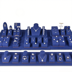 FADELI Wholesale Blue Microfiber Jewelry Earring Display Stands Necklace Display Jewellery Display for Counter