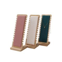 FADELI Custom Bamboo Velvet Leather Jewelry Display Set Multiple Colors Necklace Chain Bracelet Stand Holder Wood Material Jewelry