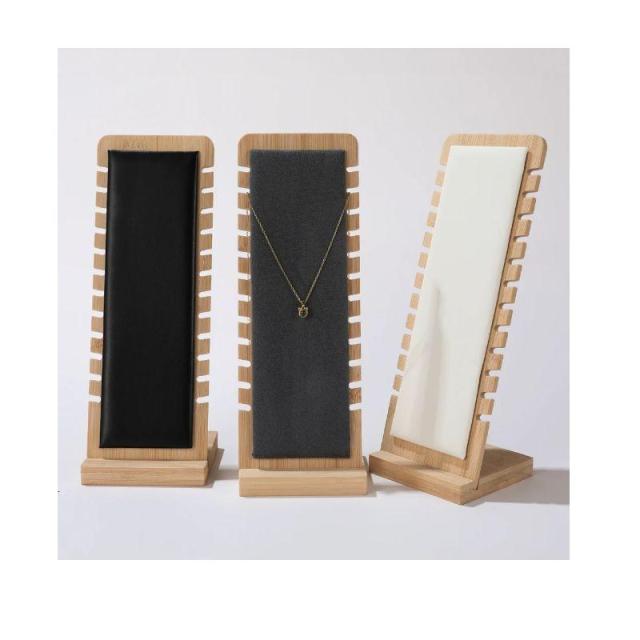 FADELI Custom Bamboo Velvet Leather Jewelry Display Set Multiple Colors Necklace Chain Bracelet Stand Holder Wood Material Jewelry
