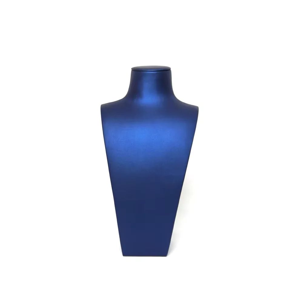 FADELI Custom Design Luxury Classic Blue PU Leather Covered Jewelry Display Stand for Earrings Ring Necklace Jewelry Display Set