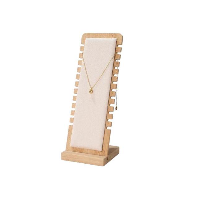 FADELI Custom Bamboo Velvet Leather Jewelry Display Set Multiple Colors Necklace Chain Bracelet Stand Holder Wood Material Jewelry
