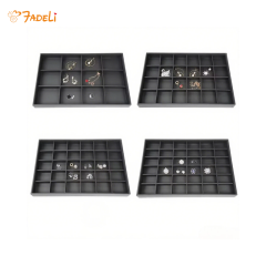 FADELI Wholesale Customized Black PU Leather Necklace Bracelet Pendant Jewelry Display Tray for Jewelry Shop