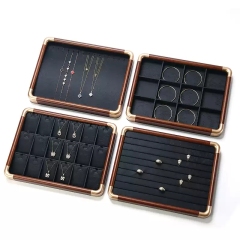 Vintage-style Solid Wood Jewelry Storage Tray, Partitioned Jewelry Organizing Tray, Counter Display Jewelry Tray