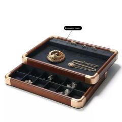 Vintage-style Solid Wood Jewelry Storage Tray, Partitioned Jewelry Organizing Tray, Counter Display Jewelry Tray