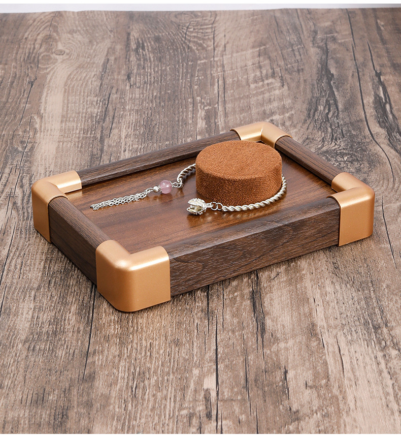 Walnut Wood Colorful Light Luxury Jewelry Combination Watch Tray Bracelet String Storage Display Prop