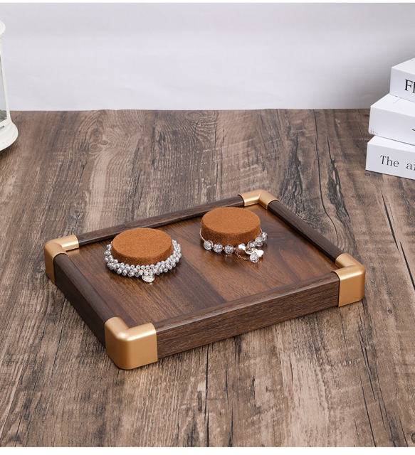Walnut Wood Colorful Light Luxury Jewelry Combination Watch Tray Bracelet String Storage Display Prop