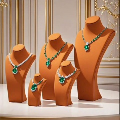 FADELI High Quality Microfiber Necklace Bust Jewelry Display Jewelry Display Mannequin Luxury Jewellery Necklace Bust Neck Stands