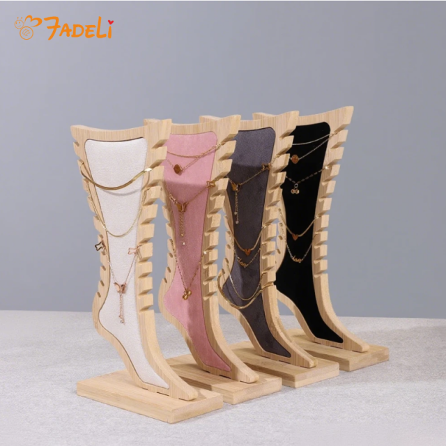 FADELI Necklace Display Stand Bracelet Long Chain Jewelry Display Stand Grey Velvet Holder