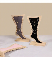 FADELI Necklace Display Stand Bracelet Long Chain Jewelry Display Stand Grey Velvet Holder